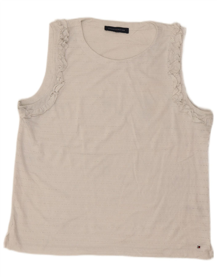 Damska bluzka bez rękawów TOMMY HILFIGER UK 18 XL, biały poliester