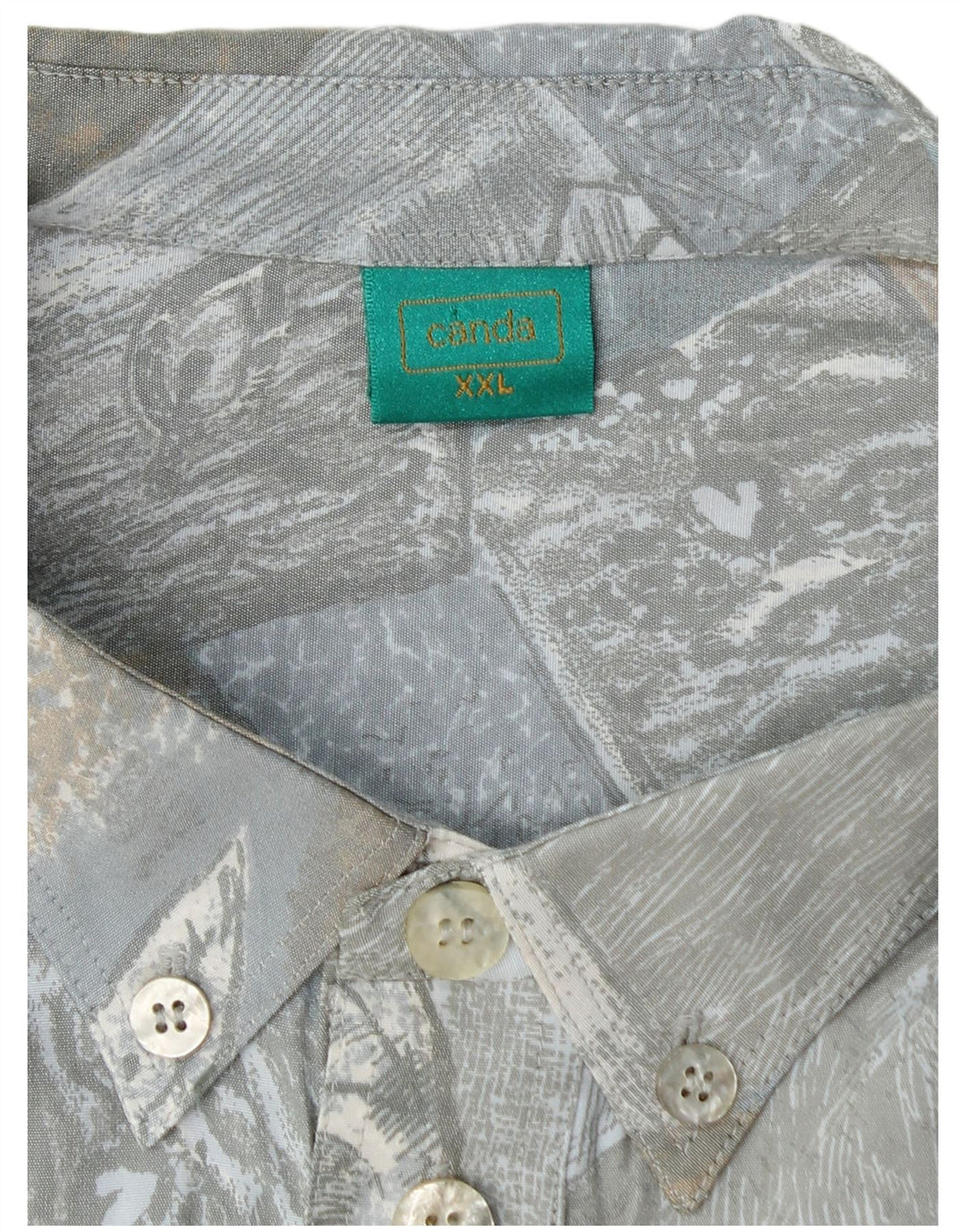 CANDA Męska koszula pulowerowa z krótkim rękawem i abstrakcyjnym wzorem, 2XL, niebieska wiskoza