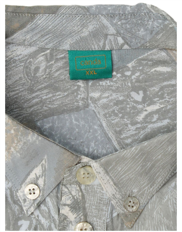 CANDA Męska koszula pulowerowa z krótkim rękawem i abstrakcyjnym wzorem, 2XL, niebieska wiskoza