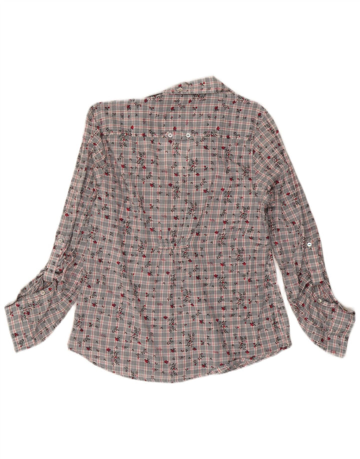 Damska bluzka koszulowa White Stuff UK 14 Średnioszara, bawełniana w kwiaty