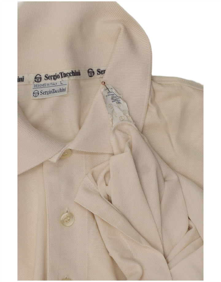 Męska koszulka polo olimpijska Sergio Tacchini, duża, biała, bawełniana