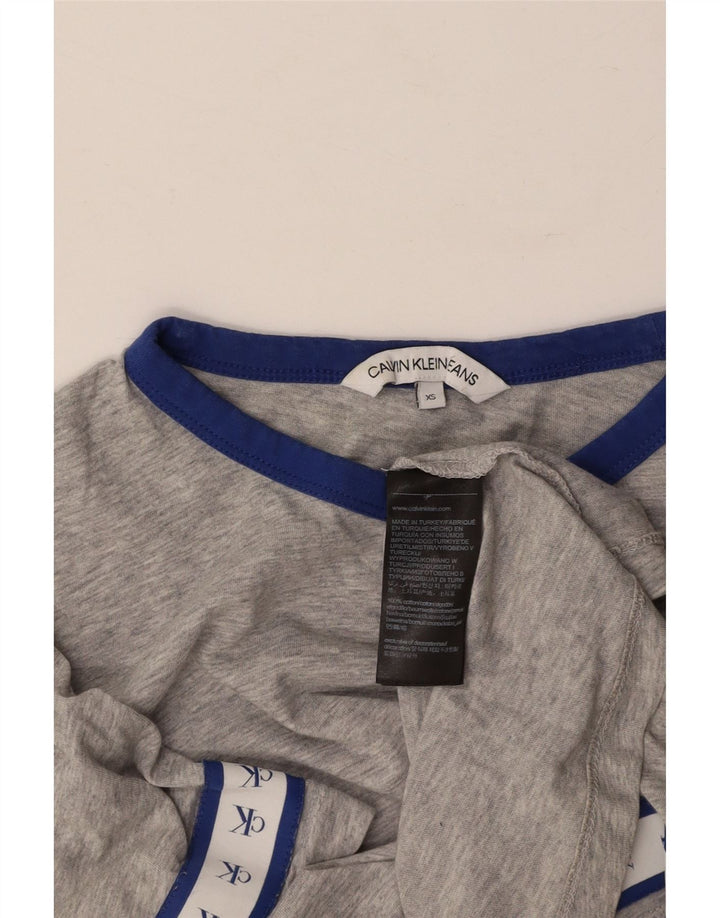 CALVIN KLEIN Damski t-shirt z grafiką Crop Top UK 6 XS, szary, bawełniany