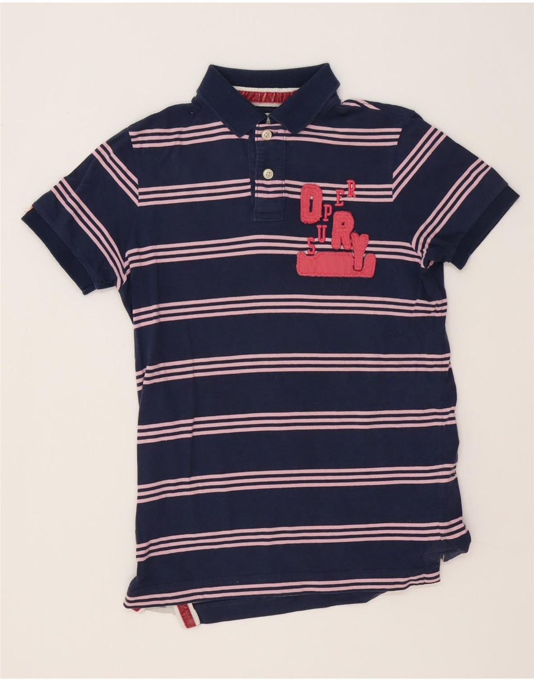 Męska koszulka polo Superdry z grafiką, średnia, granatowa, bawełniana w paski