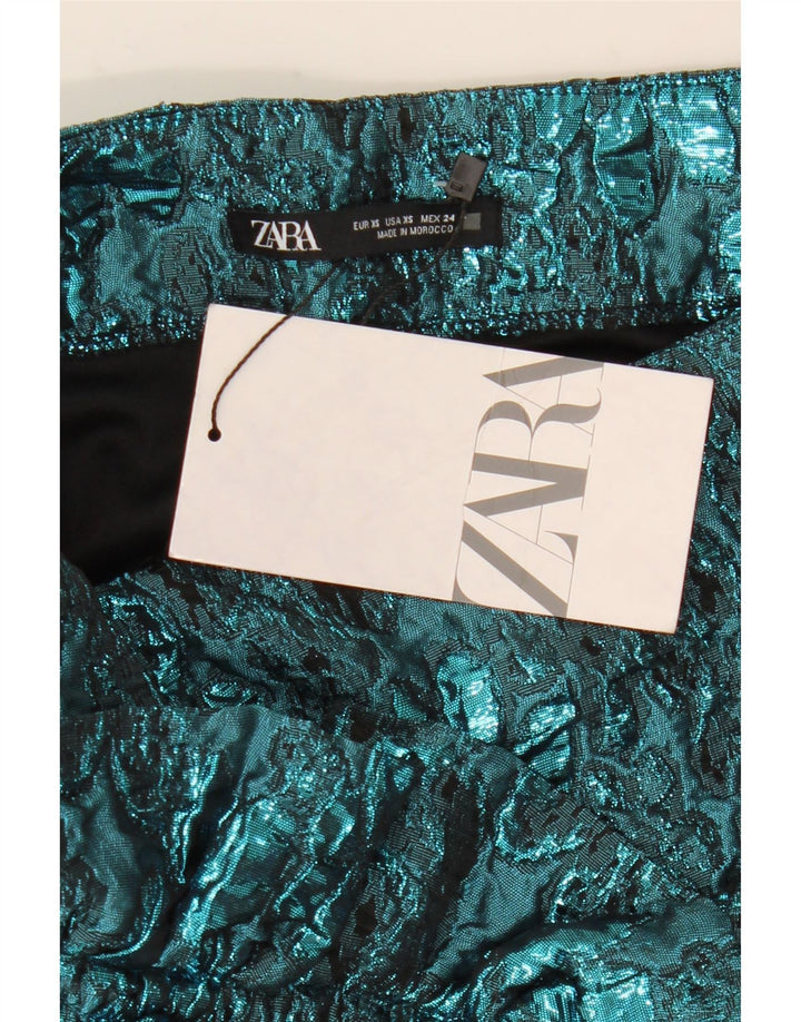 Damska spódniczka mini Zara XS W24 Niebieski kwiatowy poliester