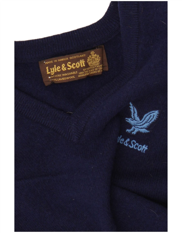Męski podkoszulek bez rękawów Lyle & Scott, mały, granatowy, z owczej wełny