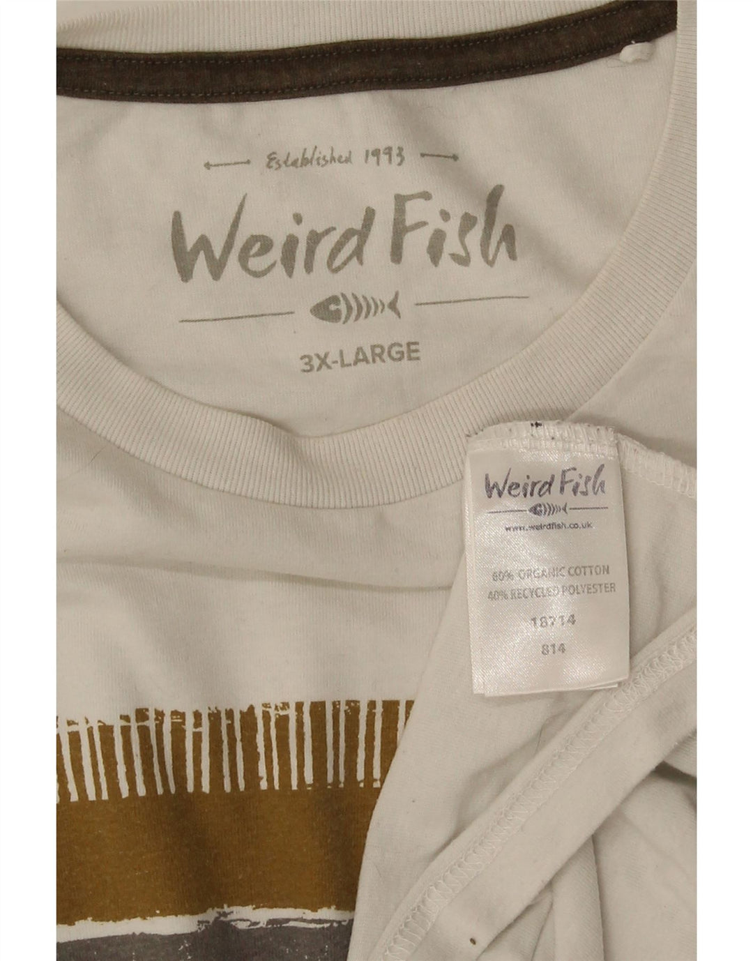 Męska koszulka graficzna WEIRD FISH Top 3XL, biała bawełna