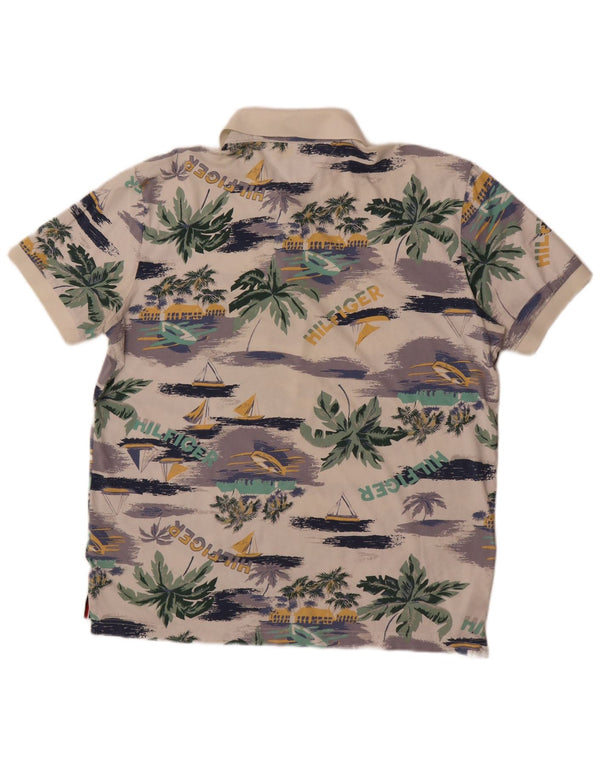 Męska koszulka polo Tommy Hilfiger z grafiką XL w kolorze złamanej bieli, bawełniana hawajska