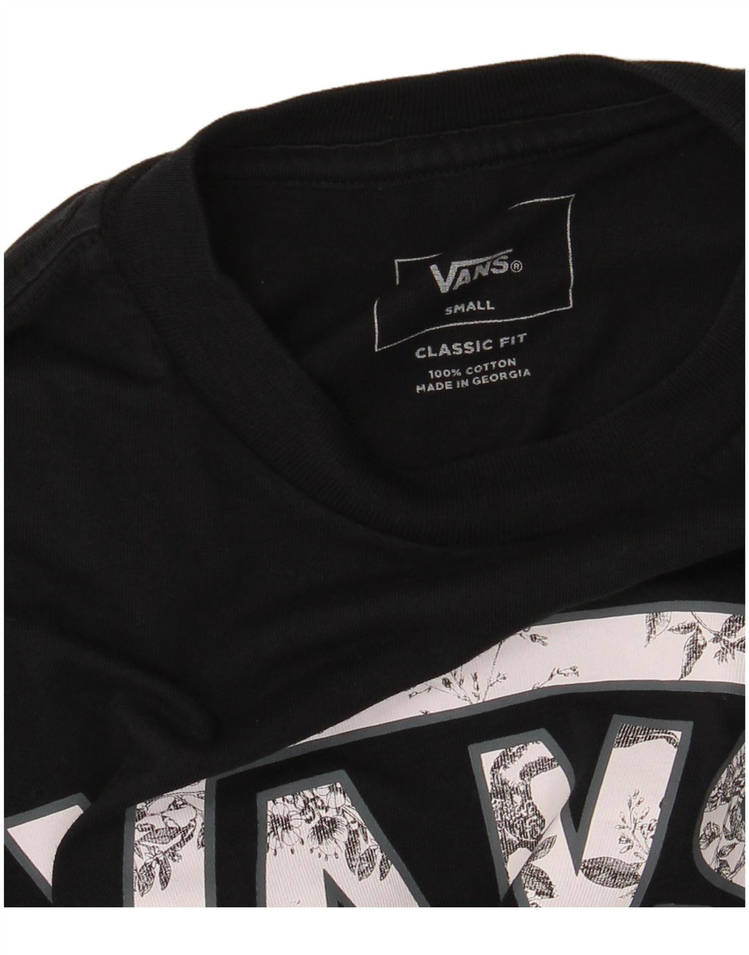 Męski top Vans o klasycznym kroju z grafiką, długim rękawem, mały, czarny, bawełniany