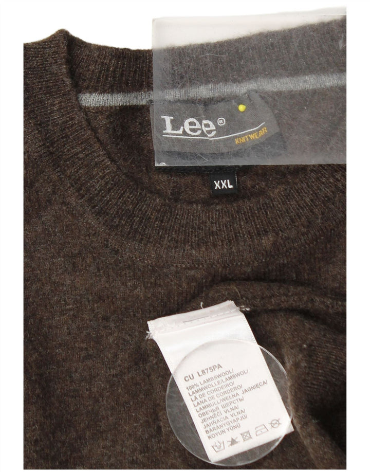 Damski sweter Lee z okrągłym dekoltem UK 20 2XL Brązowy, z owczej wełny