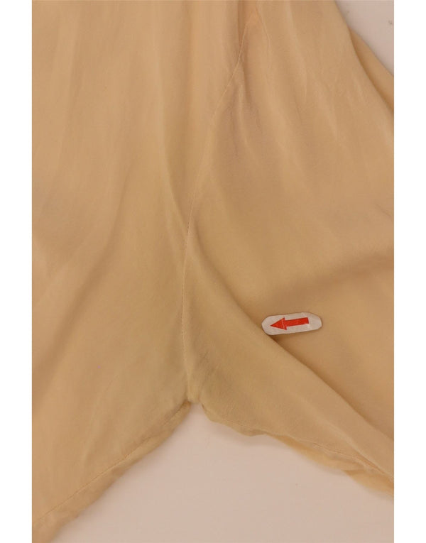 Vintage damska bluzka koszulowa UK 18 XL beżowy jedwab
