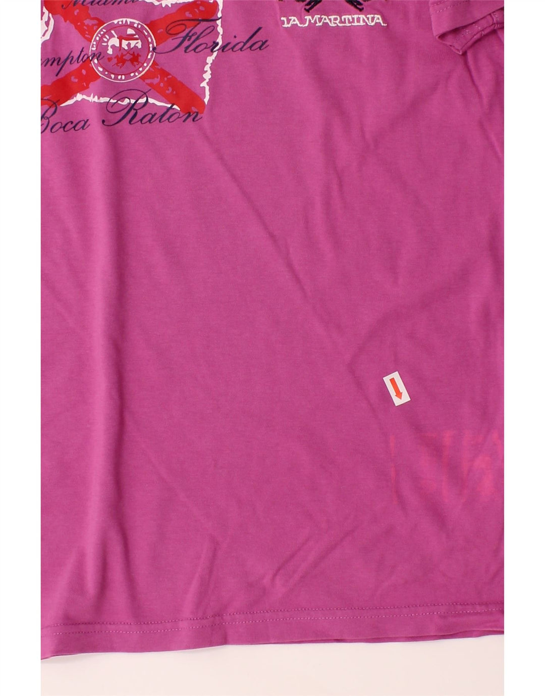 LA MARTINA Womens Graphic T-Shirt Top UK 12 Medium Pink Vintage La Martina and Second-Hand La Martina from Messina Hembry 