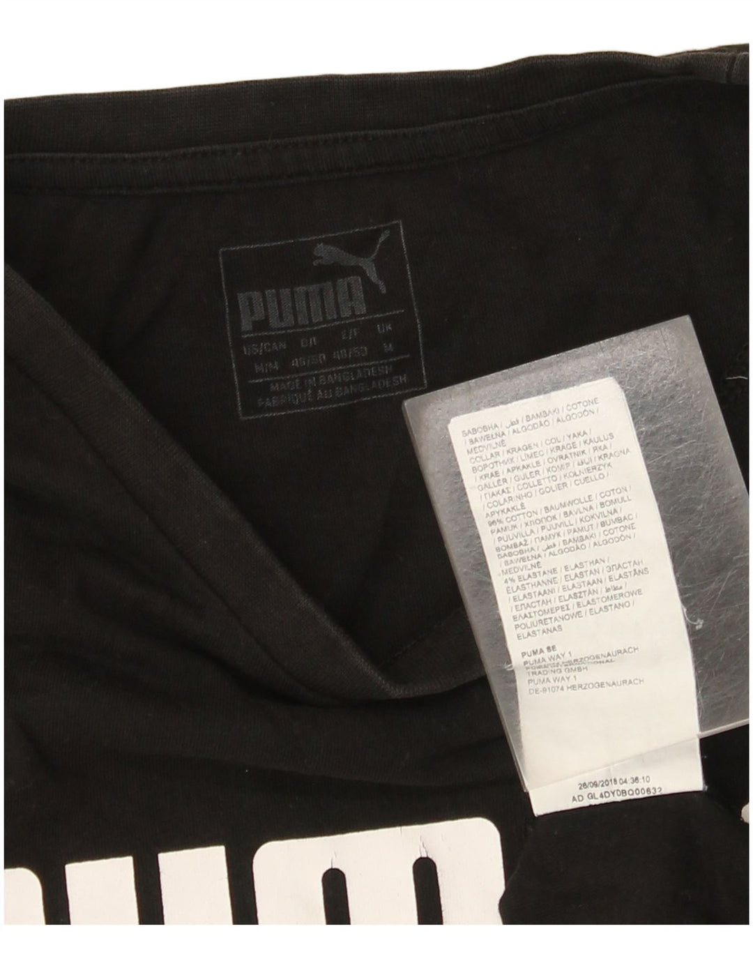 Męska koszulka z grafiką Puma, średnia czarna bawełna