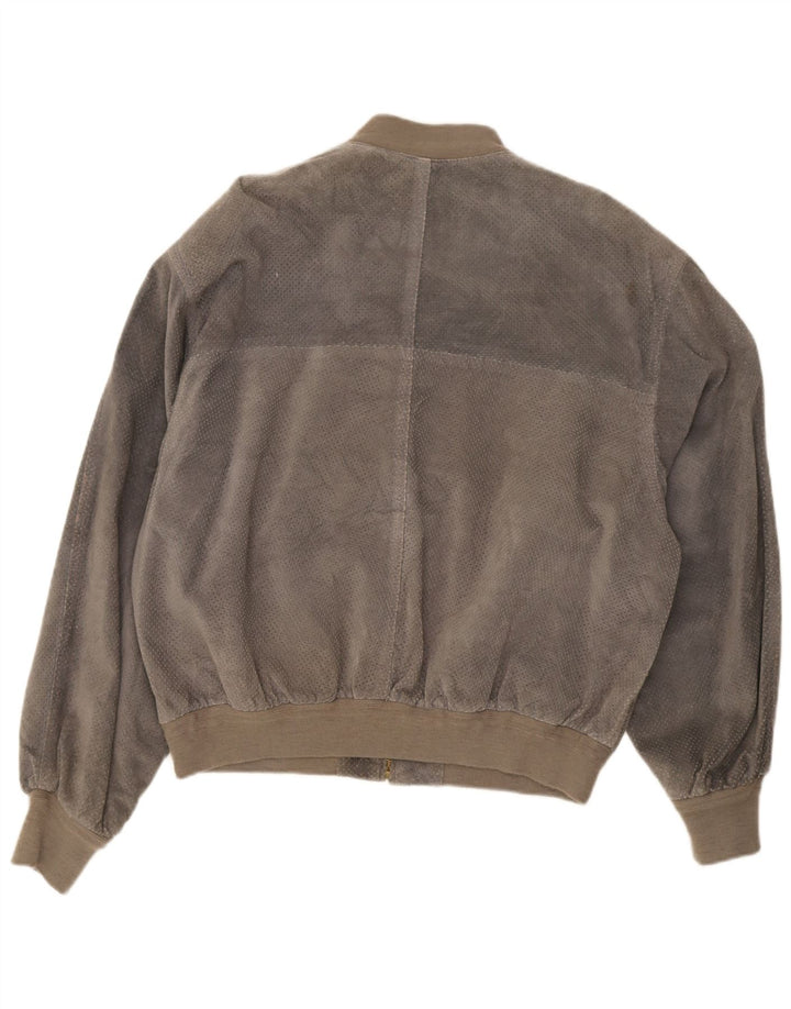 Męska zamszowa kurtka bomber w stylu vintage IT 52 XL, szara