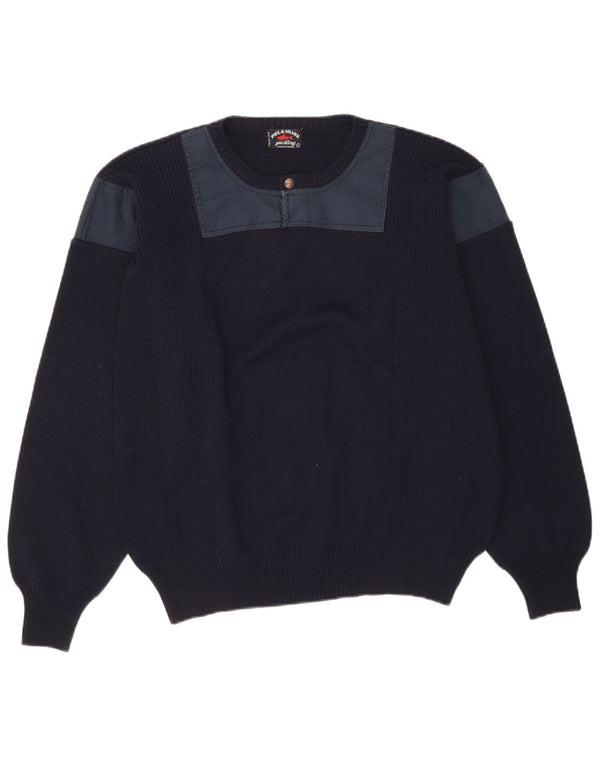 Męski sweter Paul & Shark Yachting z okrągłym dekoltem, duży, granatowy
