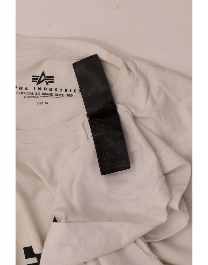 Męska koszulka z grafiką Alpha Industries, średnia, biała bawełna