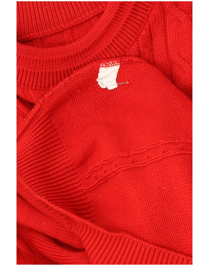 Vintage męski sweter z okrągłym dekoltem XL, czerwona wełna