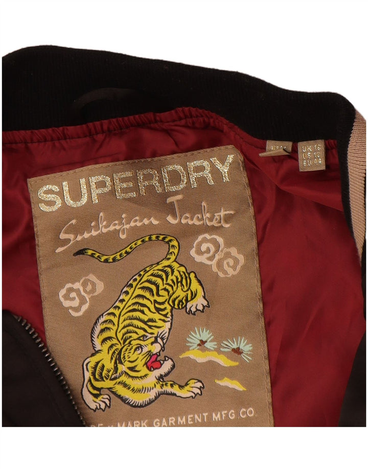 Damska kurtka dresowa Superdry Graphic UK 16, duża, brązowa, z blokami kolorów