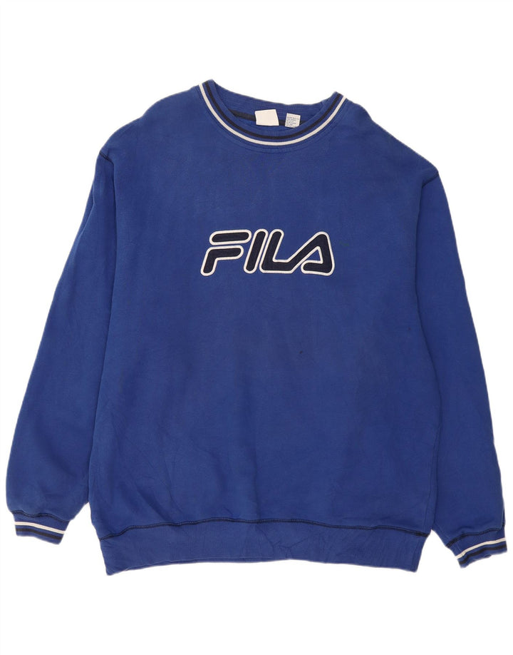 FILA Męska bluza z grafiką, 2XL, niebieska, bawełniana
