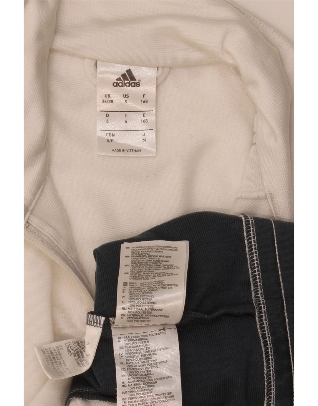 Adidas Męska kurtka dresowa UK 36/38 Mały biały poliester z blokami kolorów