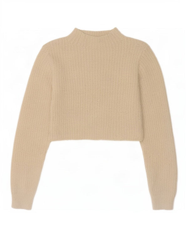 Damski sweter z golfem Zara UK 10, mały, złamany biały poliester