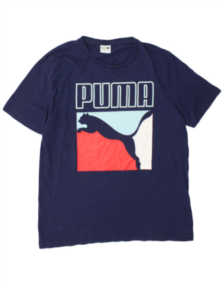 Męski T-shirt Puma z grafiką, duży, granatowy, bawełniany