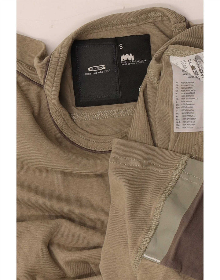 Męski T-shirt z grafiką G-Star, mały, bawełniany khaki