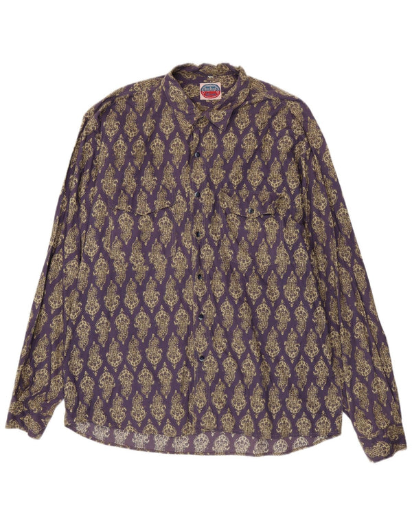 Koszula męska w stylu vintage 2XL, fioletowa, bawełniana paisley