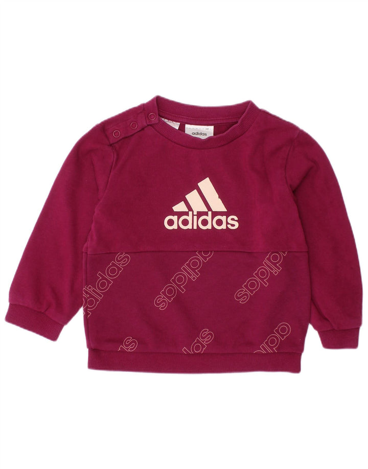 Bluza z grafiką ADIDAS dla dziewczynki 9-12 miesięcy, bordowa bawełna