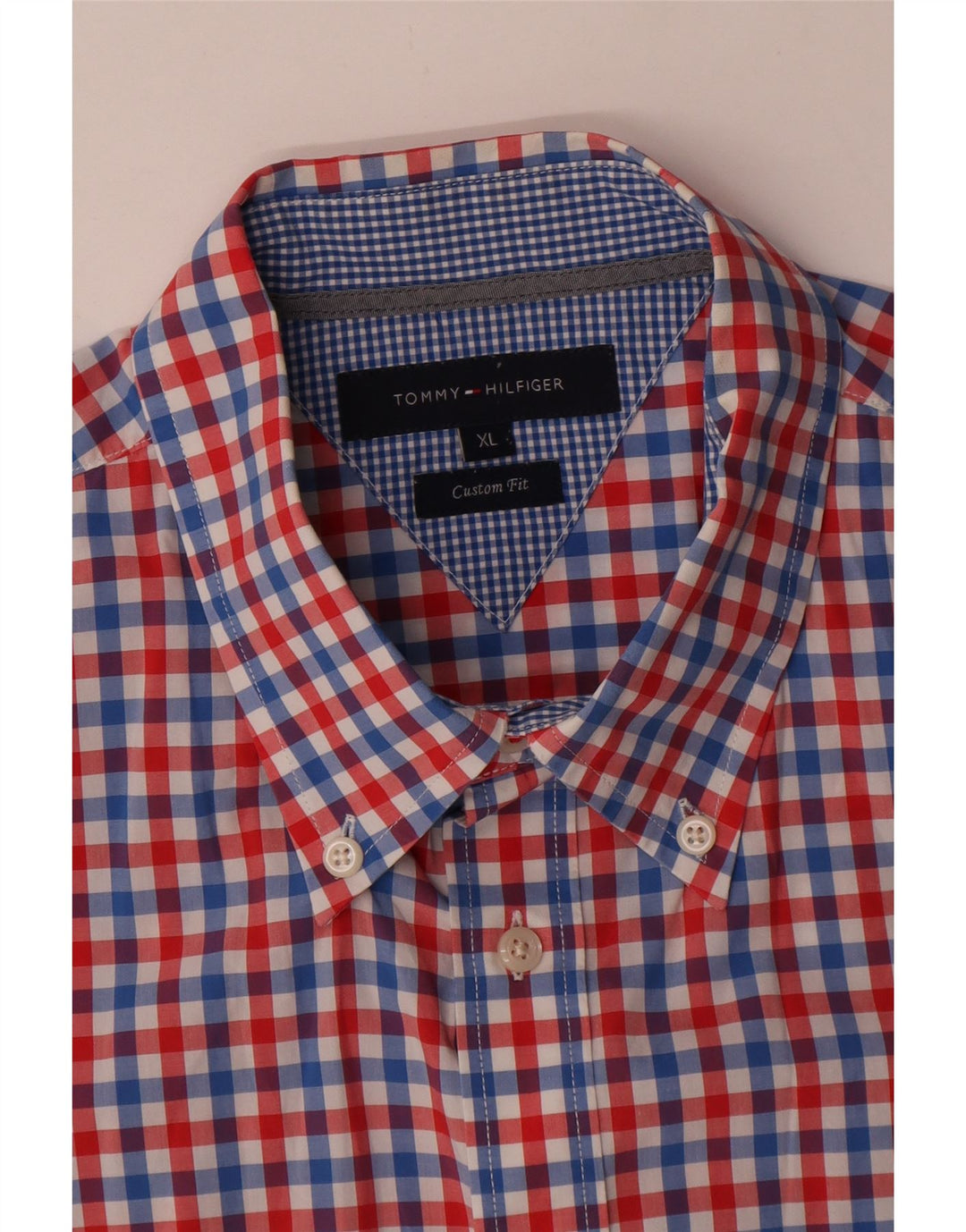 Męska koszula z krótkim rękawem Tommy Hilfiger o dopasowanym kroju XL, czerwona kratka