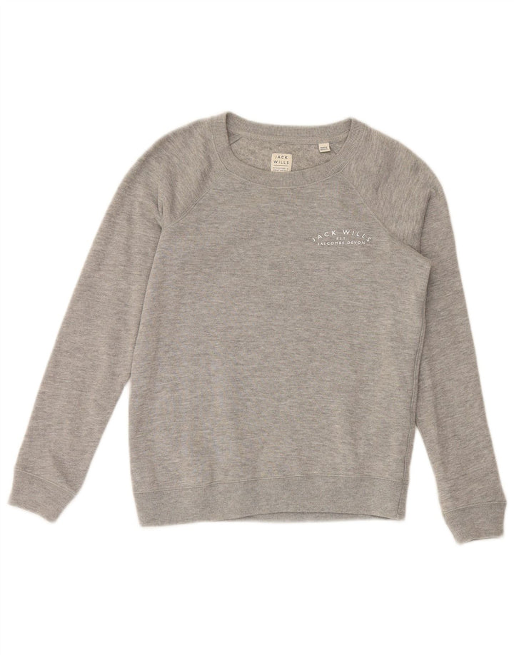 JACK WILLS Womens Sweatshirt Jumper UK 8 Small Grey Cotton