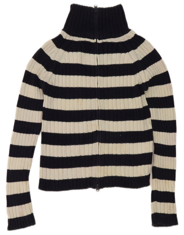 Sweter damski Zara Crop Cardigan UK 14, duży, bawełniany w granatowe paski