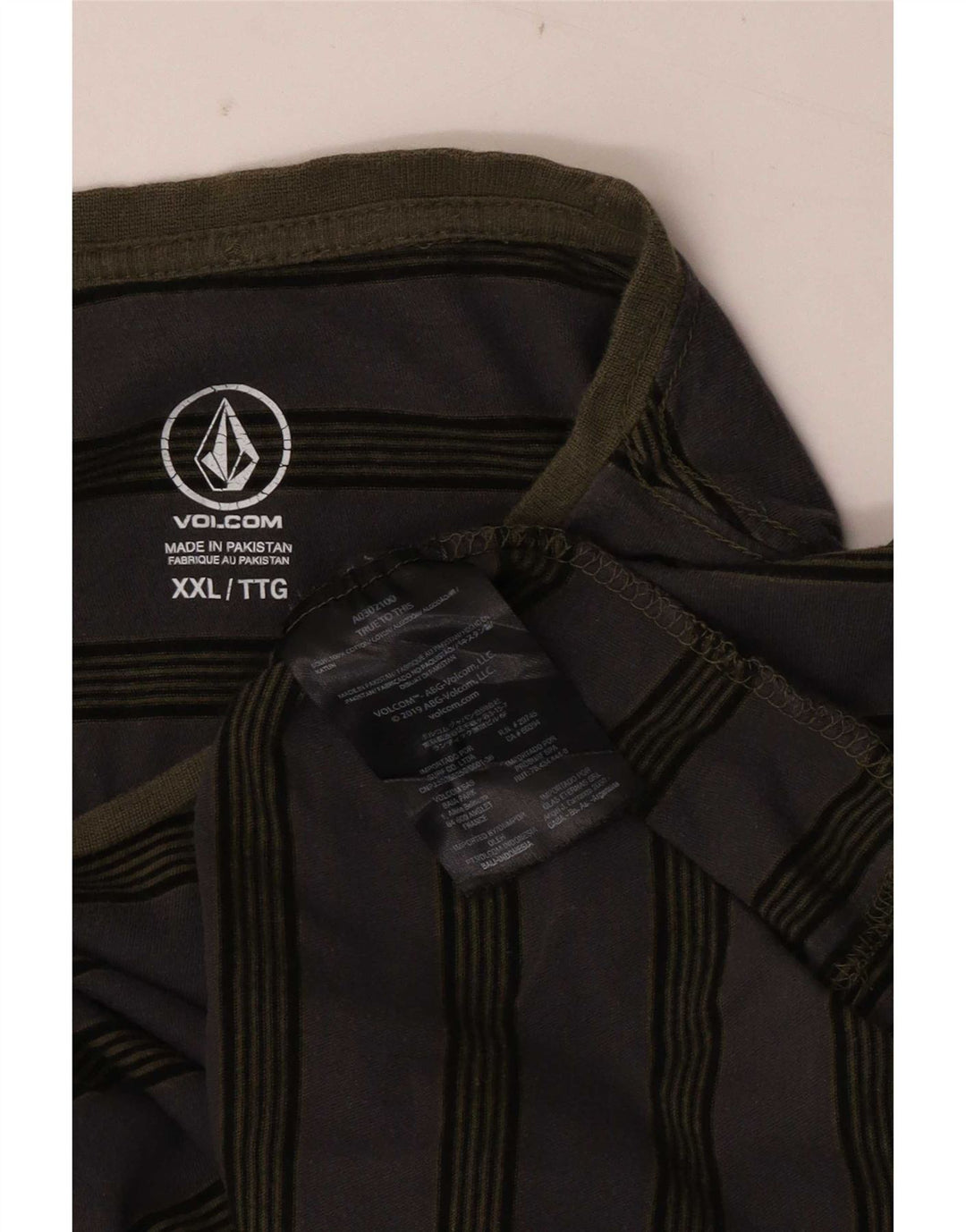 Męski top Volcom z długim rękawem 2XL, szary, bawełniany w paski
