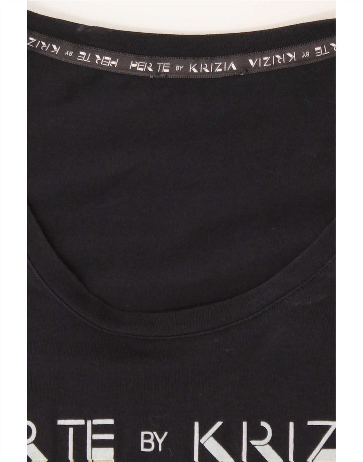 T-shirt damski Perte by Krizia Regular Graphic Top UK 12 Średni granatowy