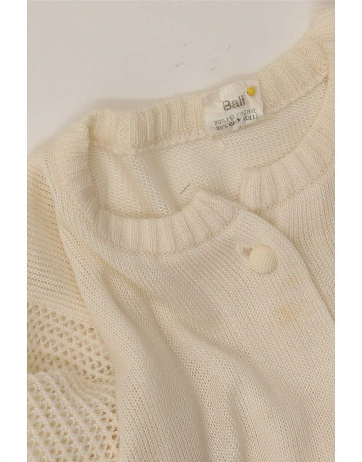 Sweter damski w stylu vintage IT 46, duży, złamany biały, poliakryl