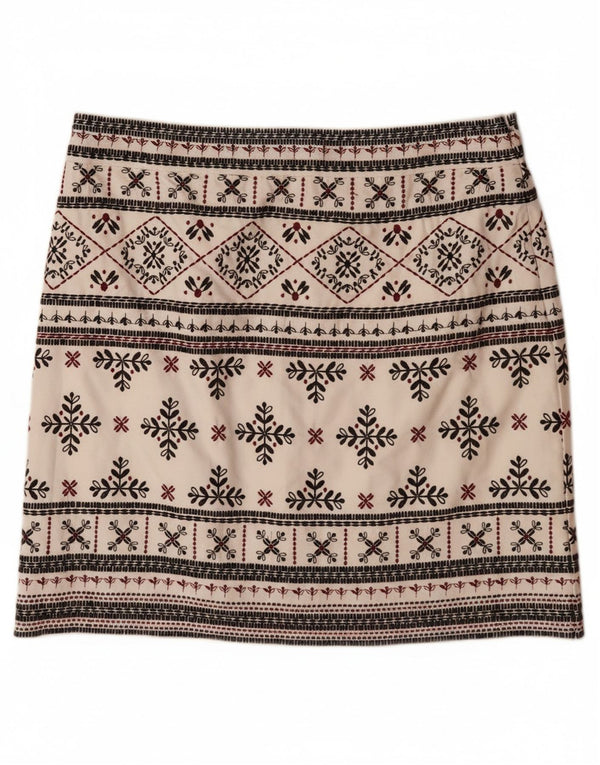 WHITE STUFF Damska spódniczka mini UK 10 Mała W32 Złamana biel Fair Isle Cotton