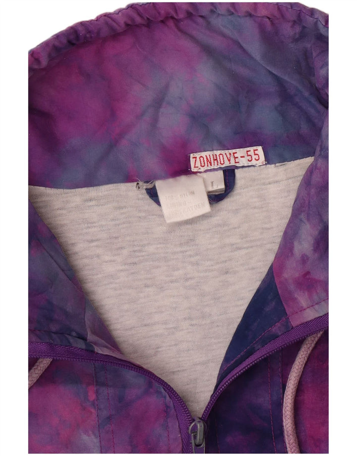 Damska kurtka dresowa w stylu vintage, UK 16, duża, wielobarwna tkanina typu tie-dye