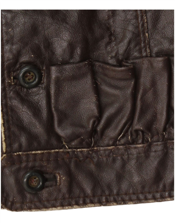 Vintage męska skórzana kamizelka UK 36 Small Brown