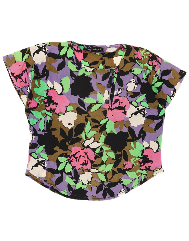 Bluzka damska Vintage Top UK 16, duża, wielobarwna w kwiaty