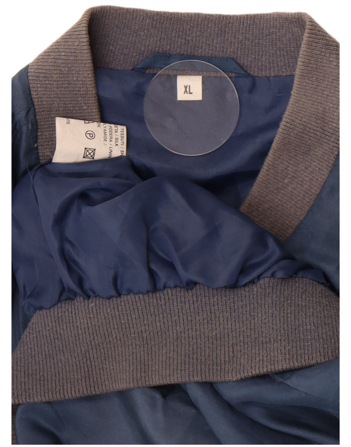 Męska kurtka bomber w stylu vintage UK 42 XL Niebieski jedwab