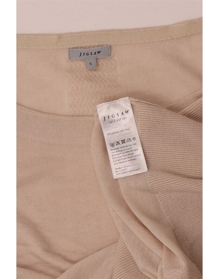 Damski sweter oversize Jigsaw z dekoltem w łódkę UK 10 Small Beżowa Wiskoza