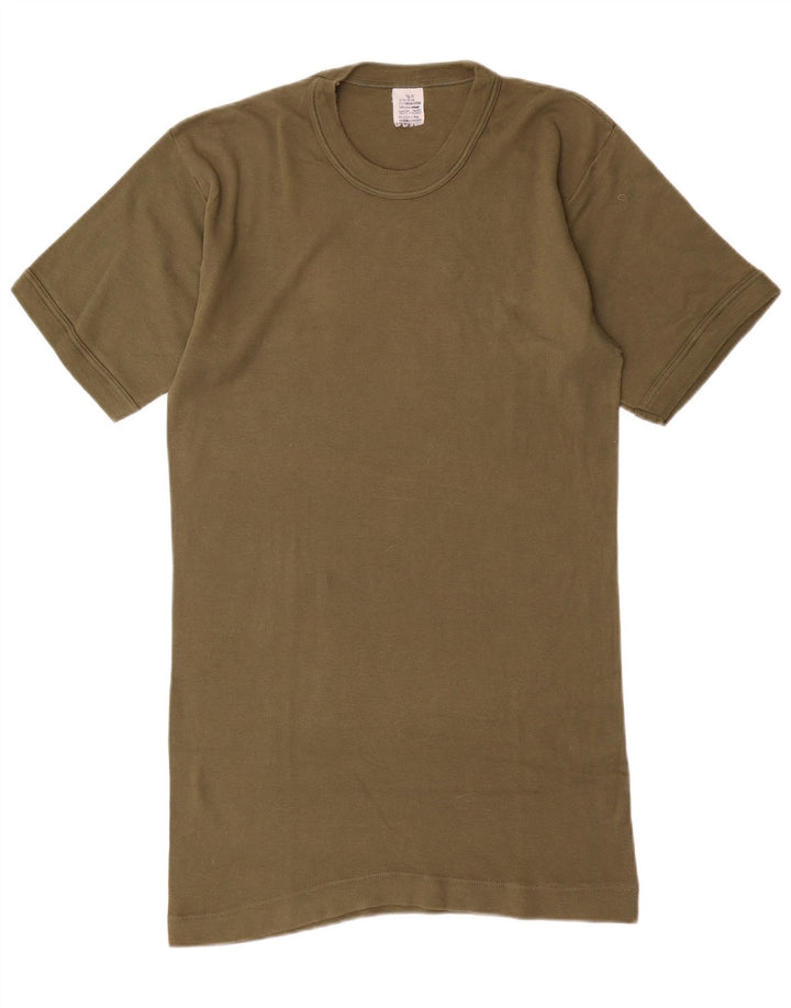 T-shirt męski w stylu vintage, średnia bawełna khaki