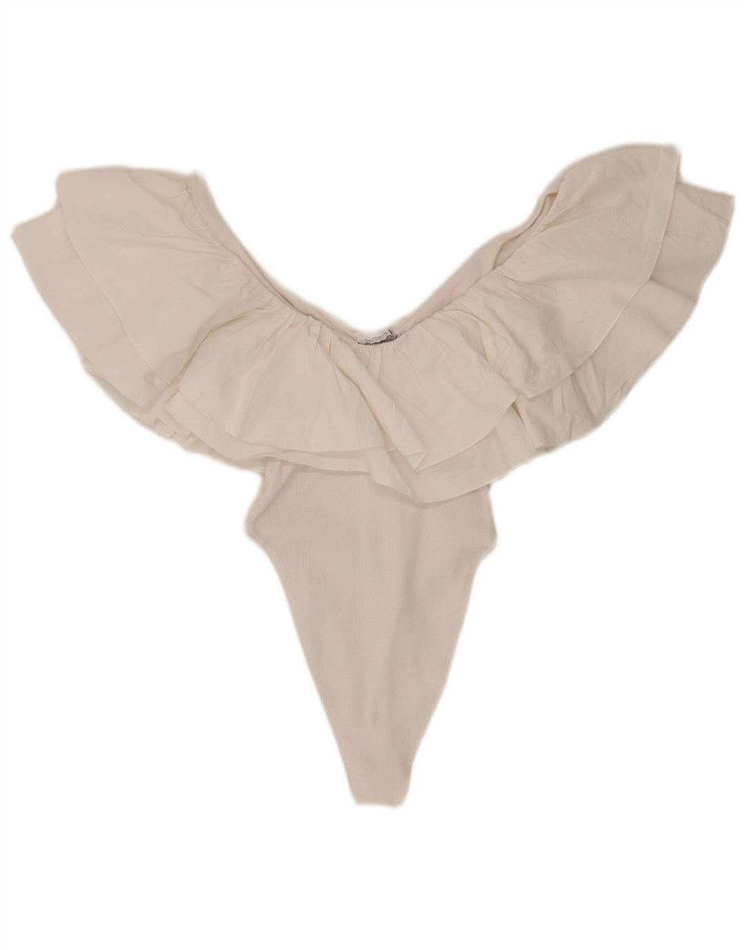 Damskie body z falbanką Zara UK 8 Small, biała bawełna