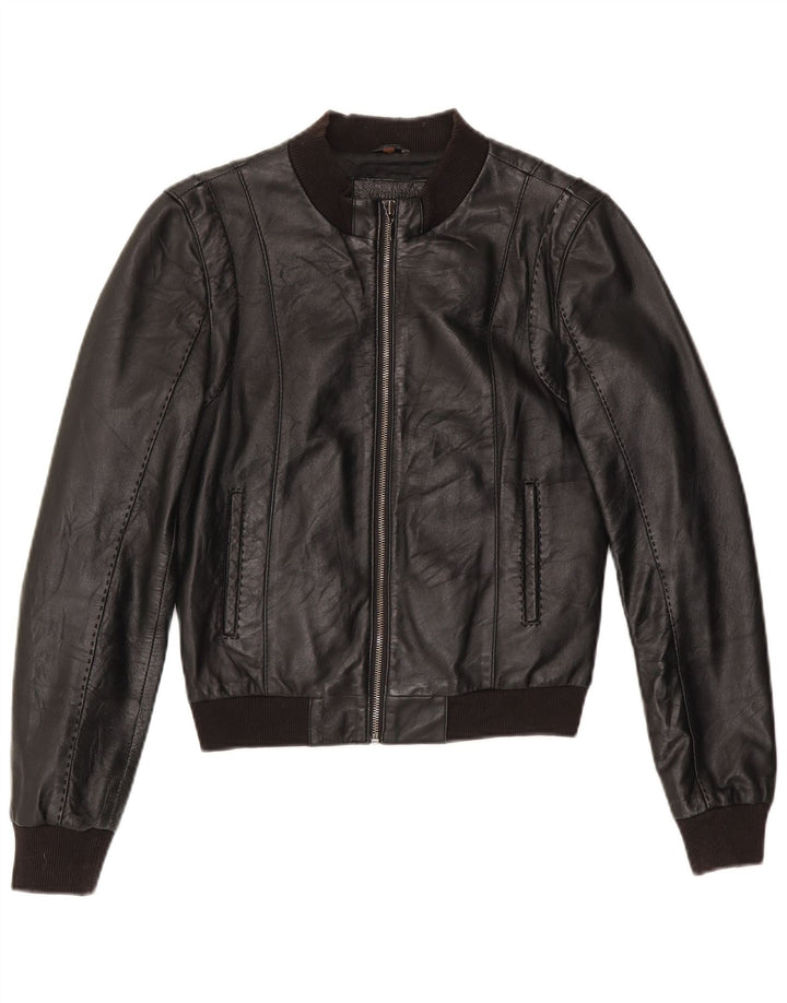 Conbipel damska kurtka skórzana Crop IT 42 średnia czarna skóra