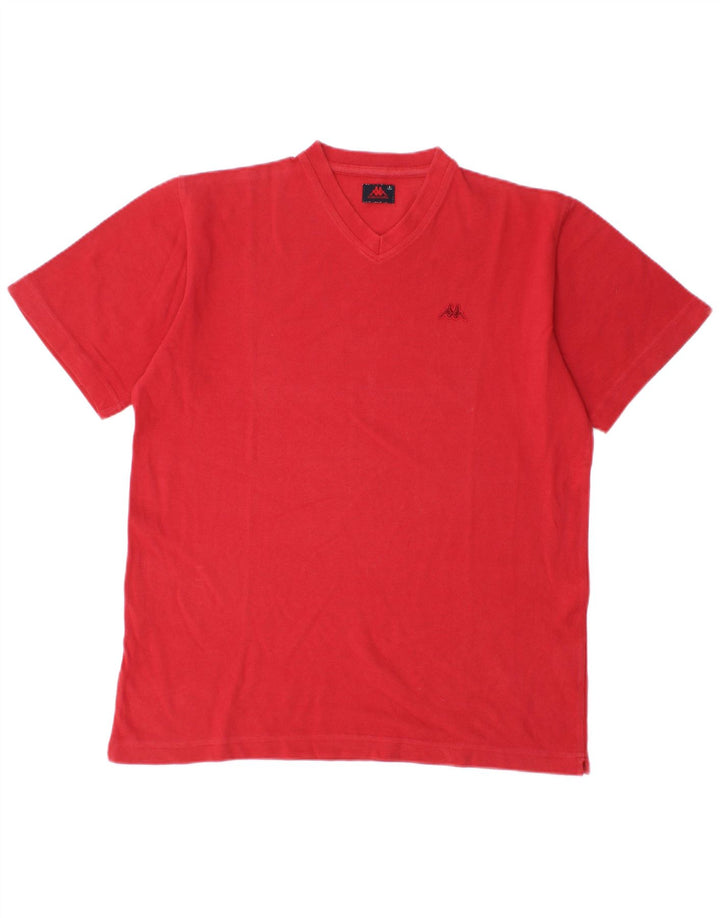 T-shirt męski Kappa, mały, czerwony, bawełniany