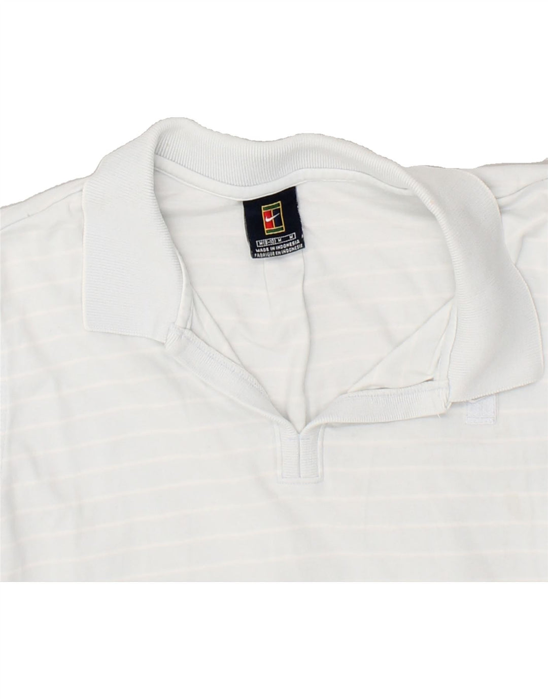 NIKE Womens Polo Shirt US 8/10 Medium Blue Striped Cotton | Vintage Nike | Thrift | Second-Hand Nike | Used Clothing | Messina Hembry 