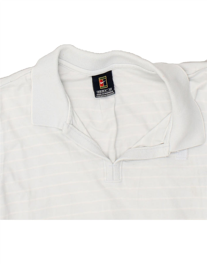 NIKE Womens Polo Shirt US 8/10 Medium Blue Striped Cotton | Vintage Nike | Thrift | Second-Hand Nike | Used Clothing | Messina Hembry 