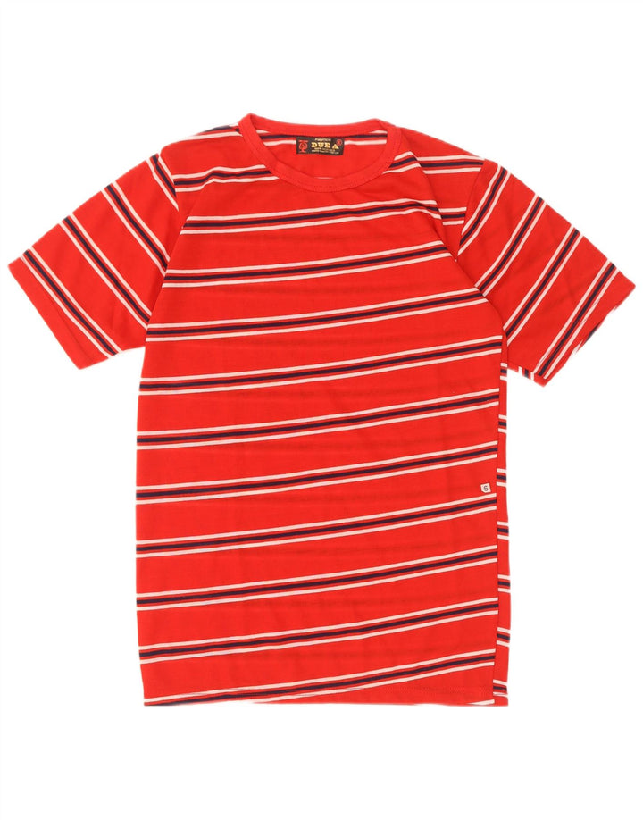 T-shirt męski w stylu vintage, mały, akrylowy w czerwone paski