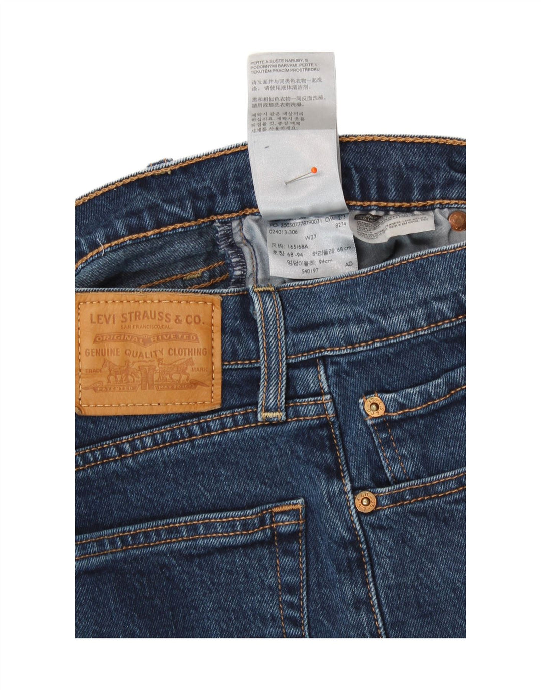 Damskie spodenki jeansowe LEVI'S 501 W27, małe, niebieskie, bawełniane, klasyczne