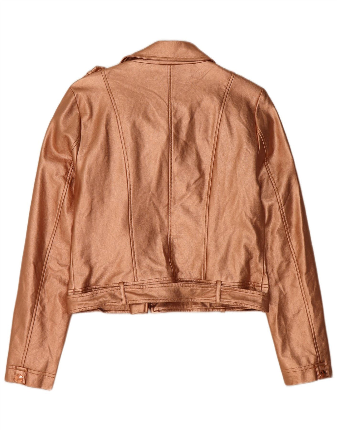 Damska kurtka motocyklowa GUESS ze sztucznej skóry UK 12, średnio-złota, poliuretanowa