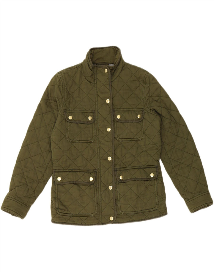J. CREW Damska pikowana kurtka UK 10, mała, bawełniana khaki